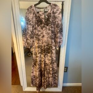 Tuckernuck Lyles Pink Grey Toile Dress Medium